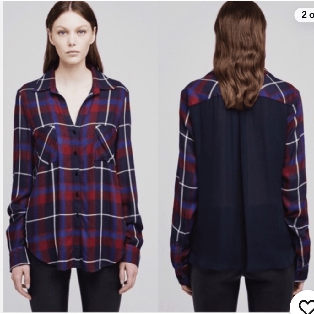 L’AGENCE Denise Plaid Silk Button Down